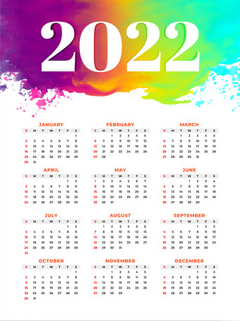 水彩晕染2022日历模板