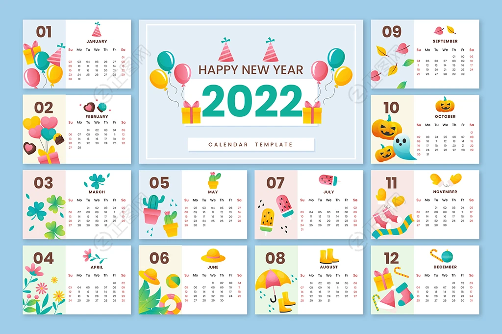 2022新年日历矢量文件免费下载 2022新年日历矢量文件免费下载