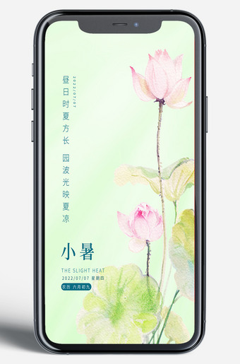 荷花小暑微信朋友圈新媒体海报