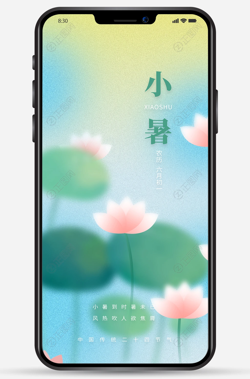 荷花背景二十四节气小暑海报 荷花背景二十四节气小暑海报