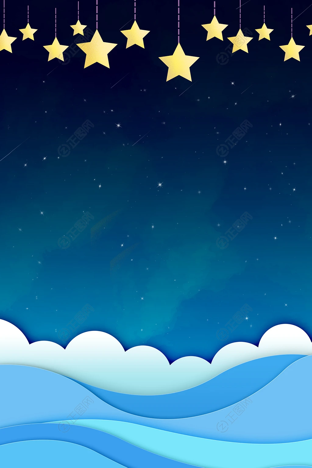 手绘卡通蓝色星空背景图片 手绘卡通蓝色星空背景图片