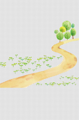 卡通小草道路树图片素材