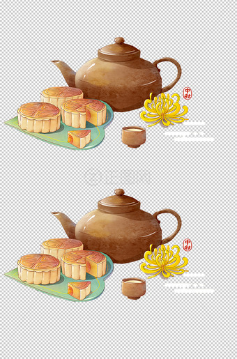 手绘月饼素材插画元素下载