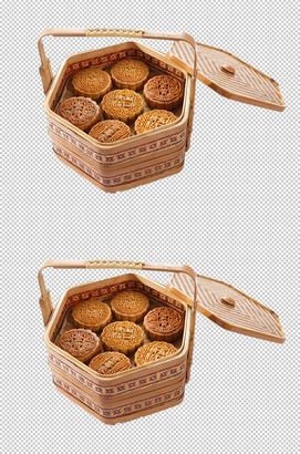 装在篮子里的月饼图片