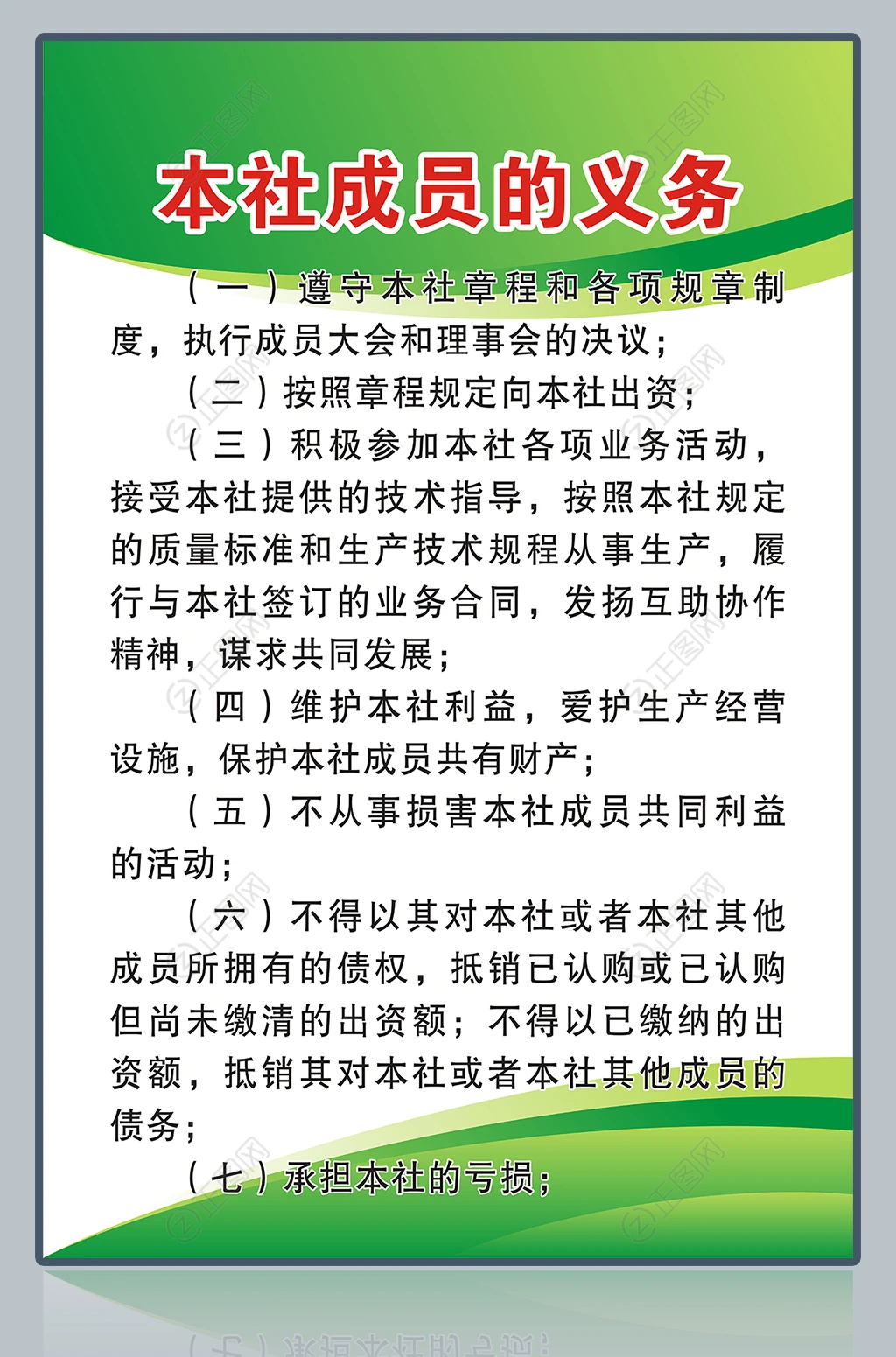 本社成员的义务规章制度展板