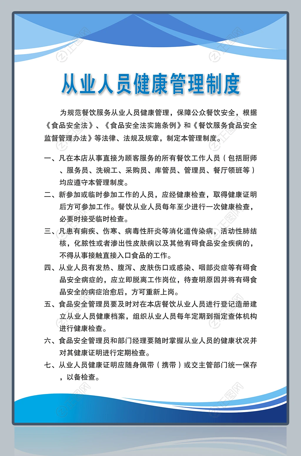 从业人员健康管理制度展板 从业人员健康管理制度展板