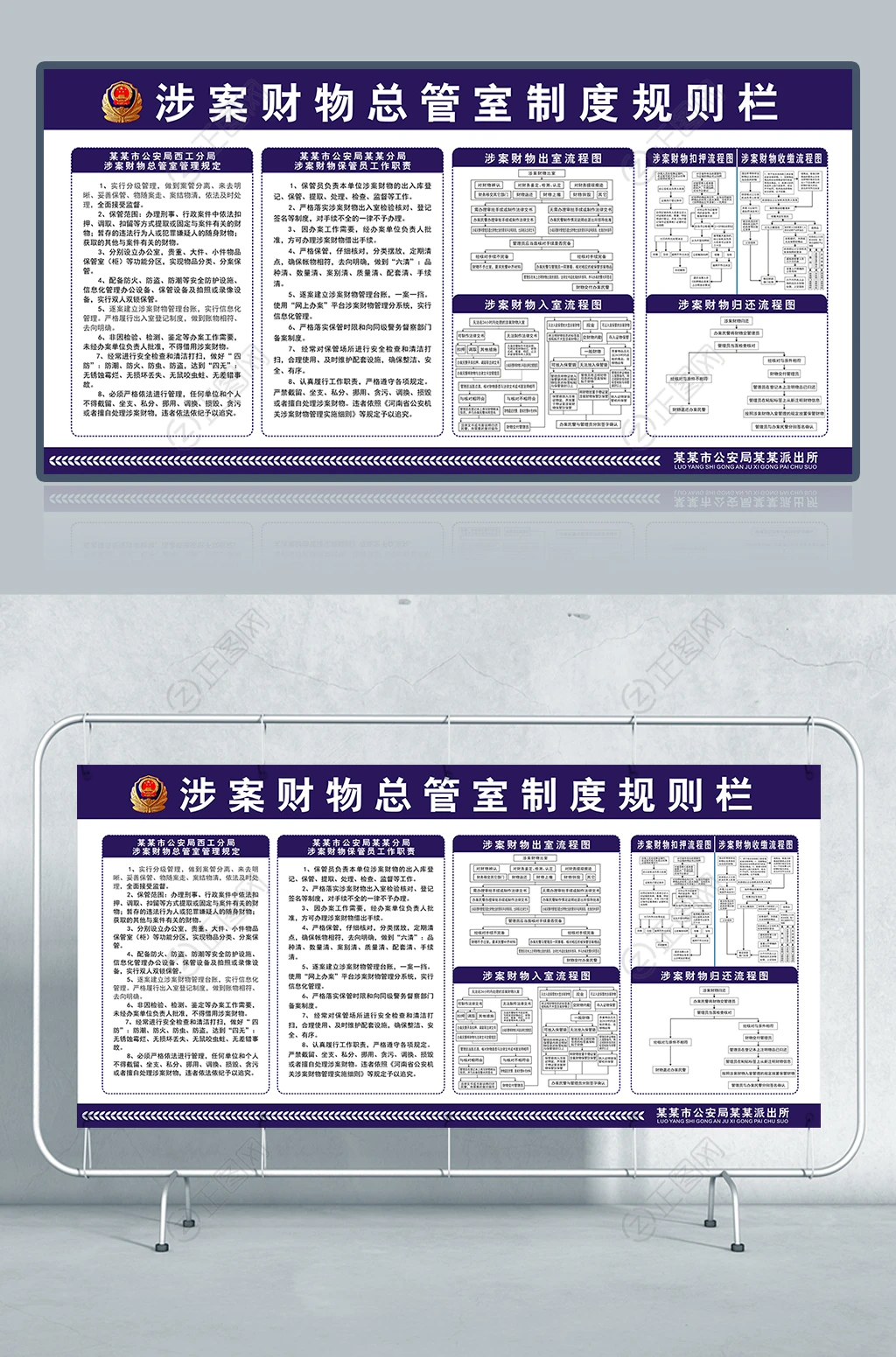 公安局派出所涉案财物总管室制度规则栏展板设计