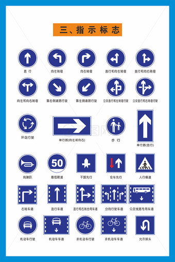 驾校交通安全指示标志展板图片