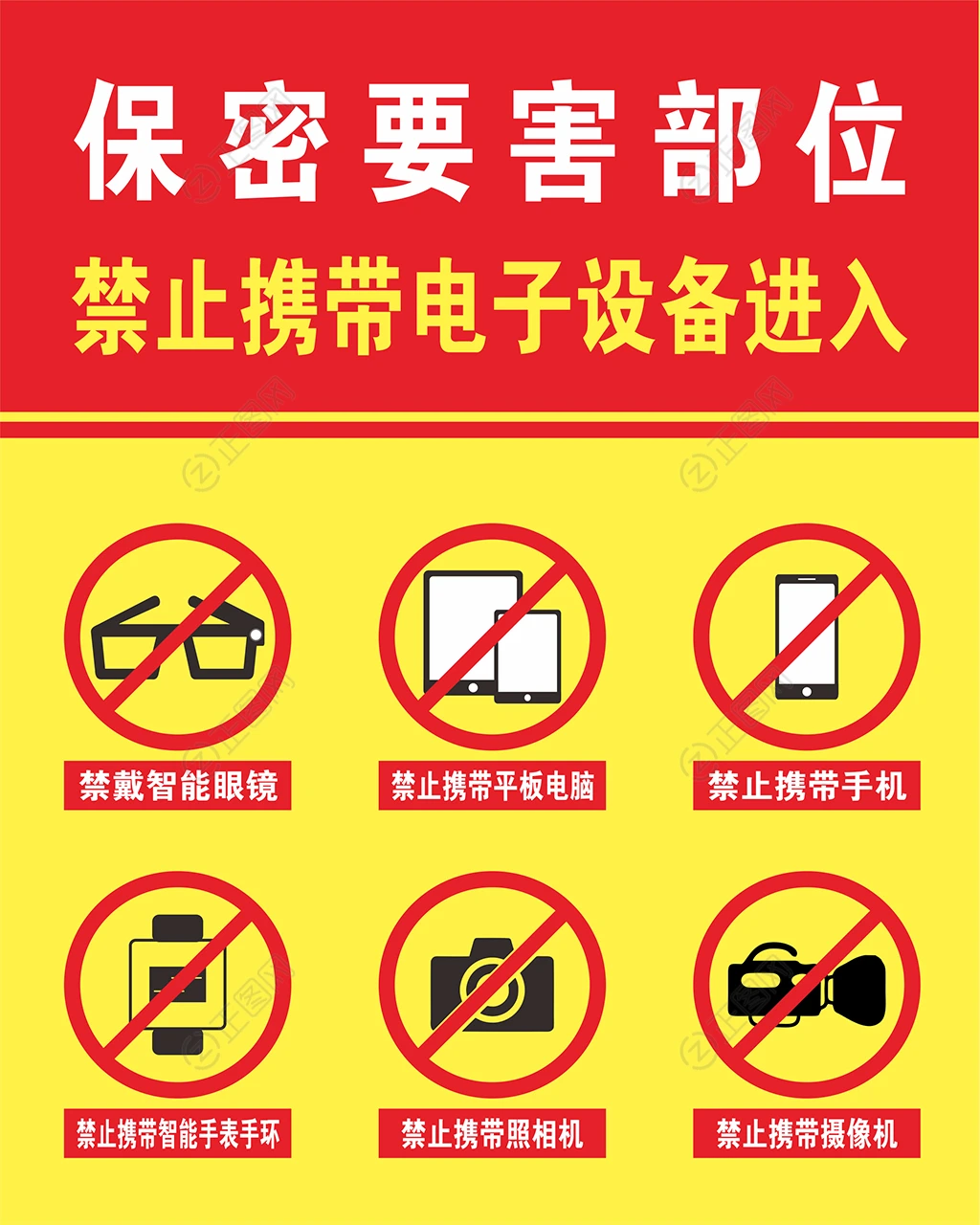 保密单位禁止携带电子设备进入提示牌