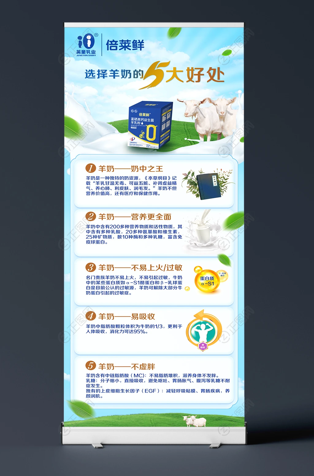 倍莱鲜羊奶粉海报展架易拉宝设计模板 倍莱鲜羊奶粉海报展架易拉宝设计模板