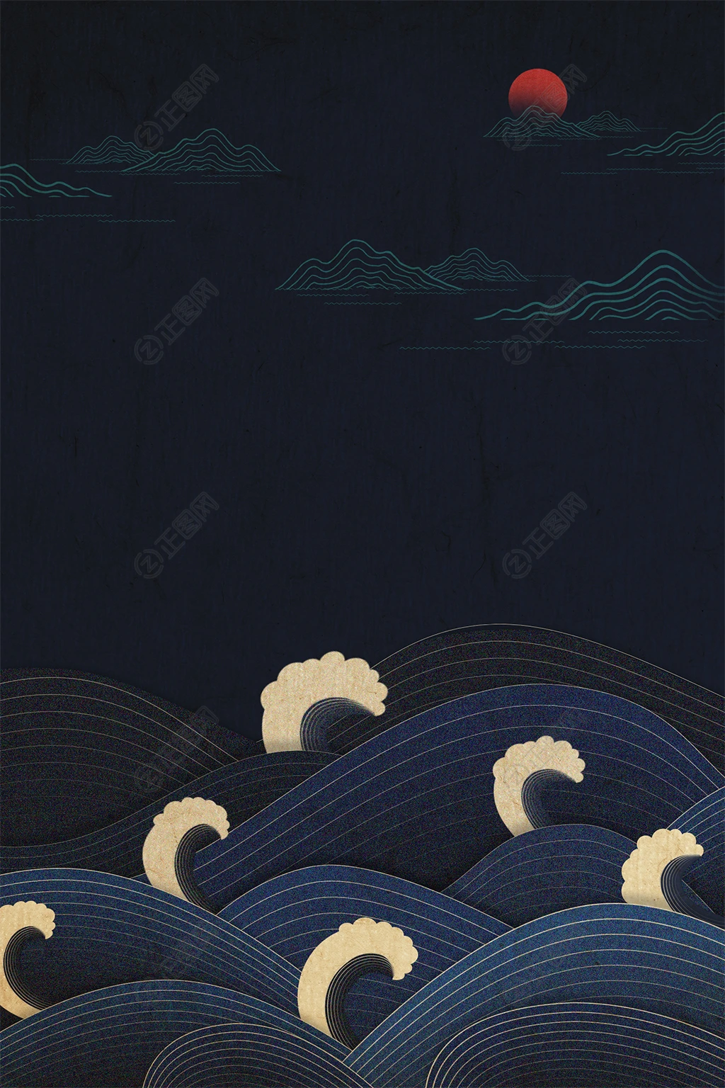 古典波浪黑色背景图片 古典波浪黑色背景图片