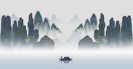 国潮水墨山水背景图片素材
