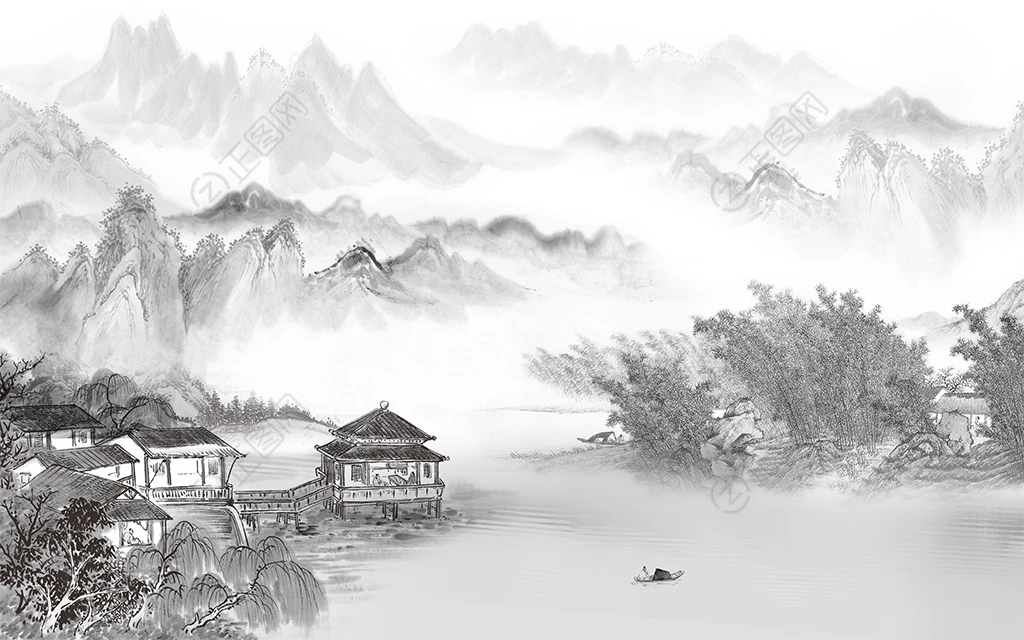 高清水墨水山背景墙大图片下载 高清水墨水山背景墙大图片下载