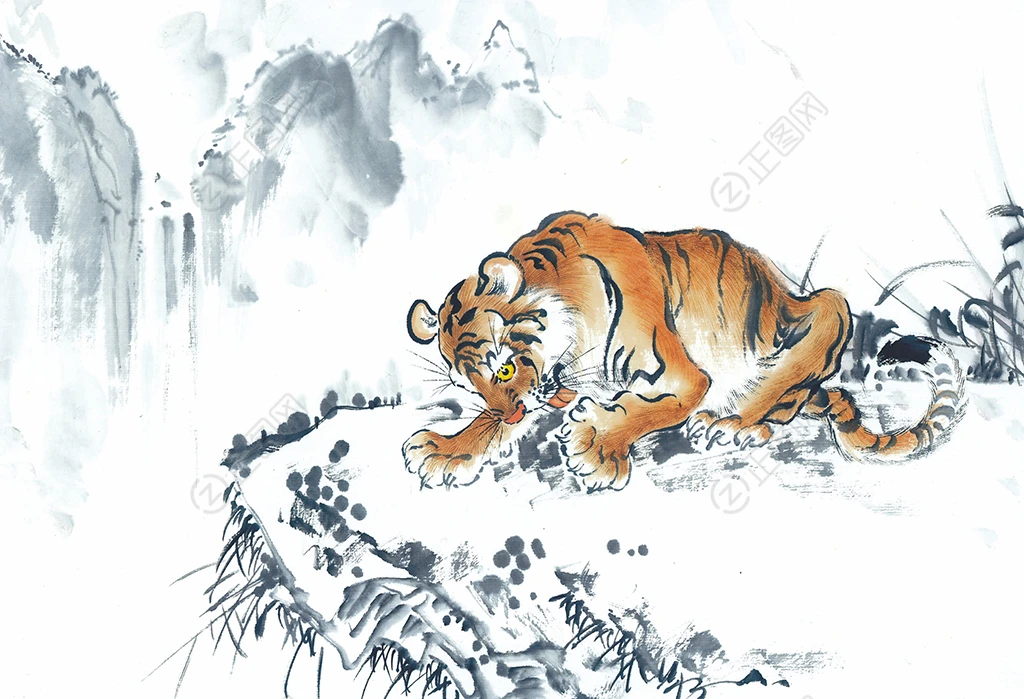 水墨中国风老虎图片素材 水墨中国风老虎图片素材