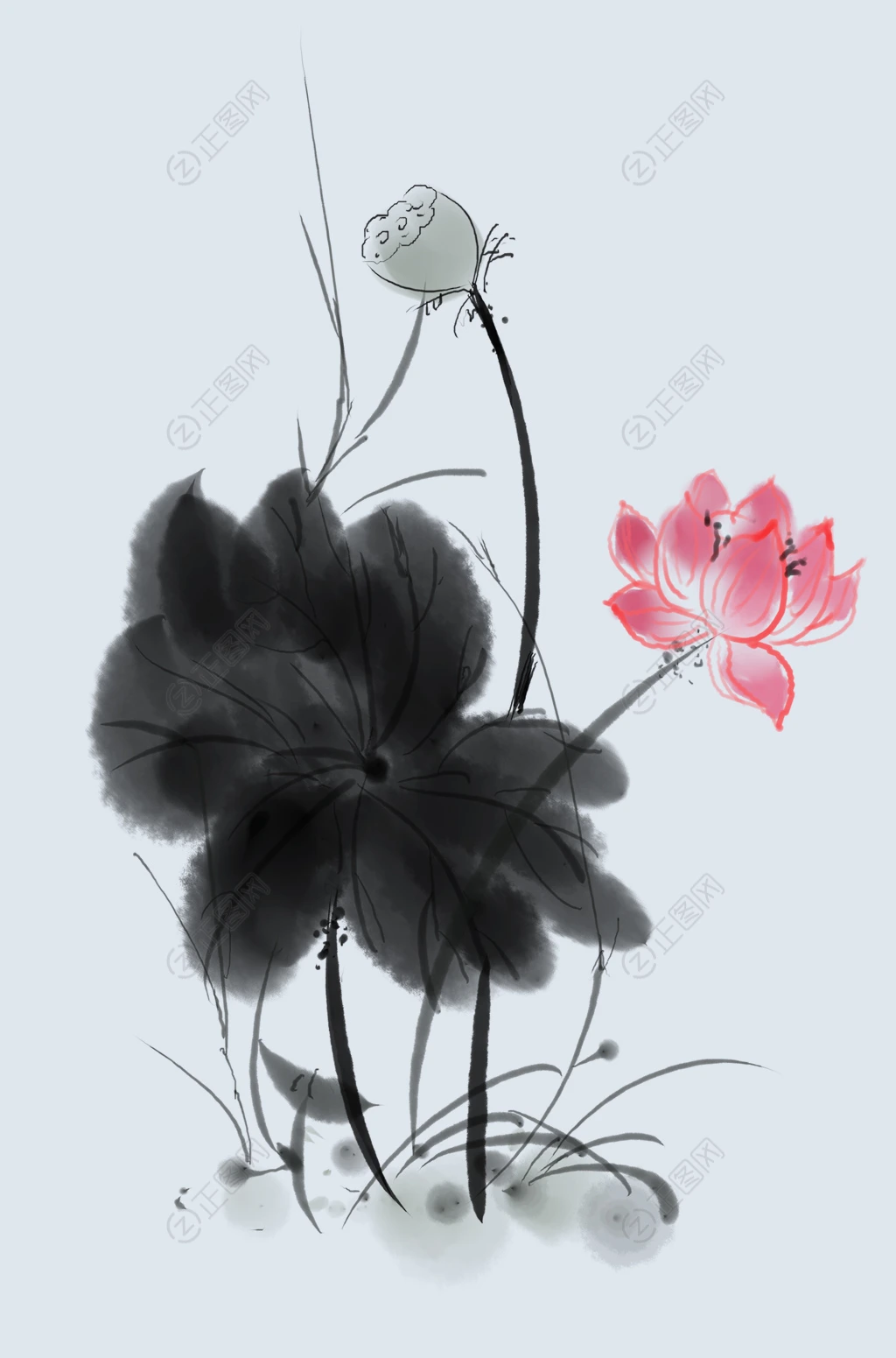 水墨莲花荷花图片