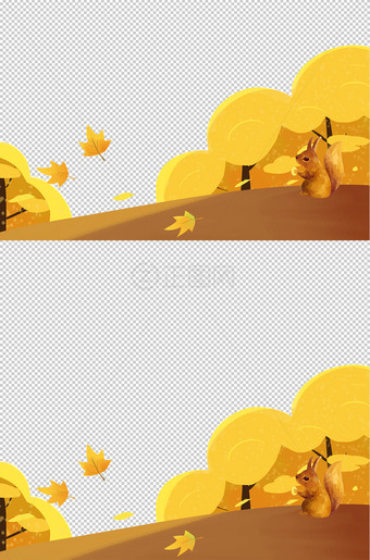丰收季卡通动物插画PSD素材
