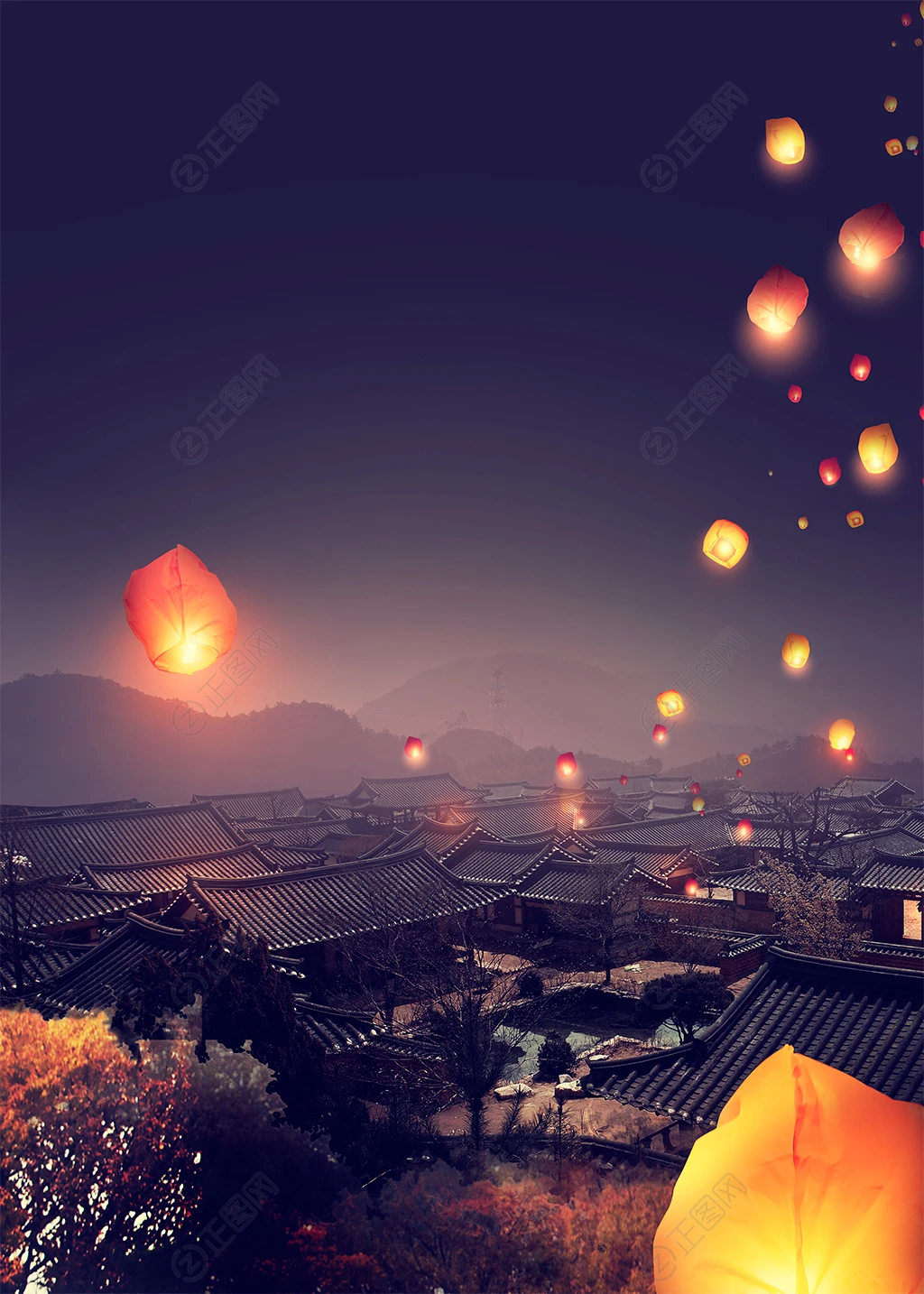 孔明灯背景图片 孔明灯背景图片