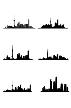 上海地标建筑城市剪影cdr矢量图素材