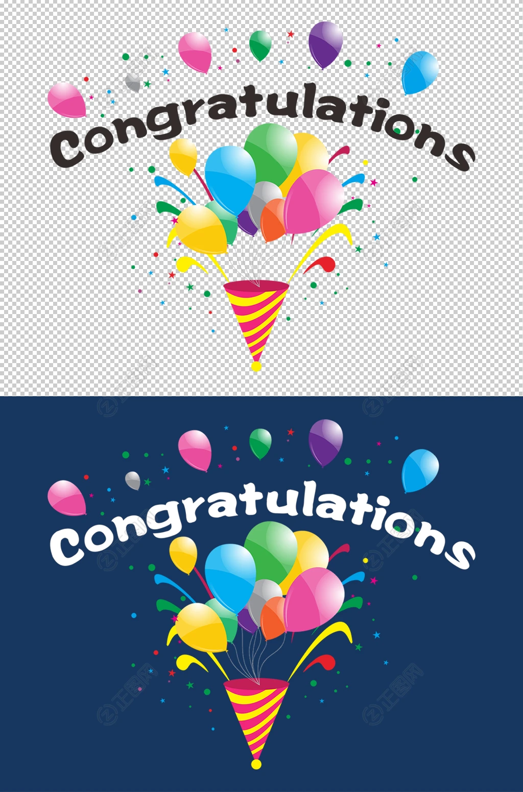 Congratulations卡通礼花气球矢量素材 Congratulations卡通礼花气球矢量素材