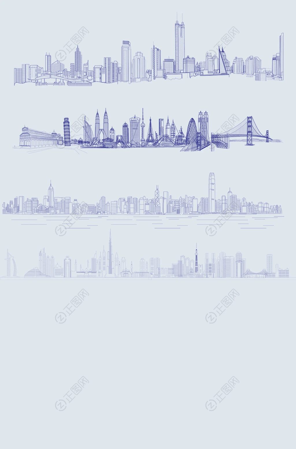 城市地标建筑线条图矢量素材 城市地标建筑线条图矢量素材