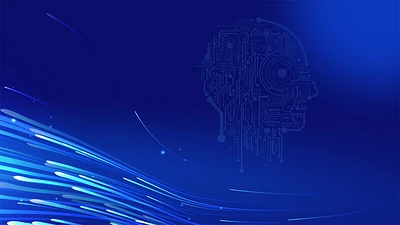 蓝色线光科技背景ai人工智能图片