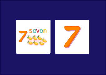 幼儿园早教认识数字7英文卡片-7seven