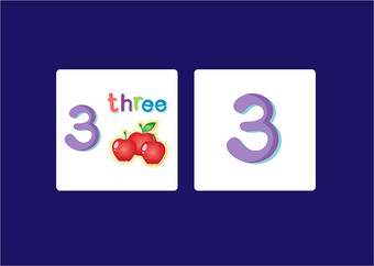 幼儿园早教数数字英文卡片-3three