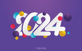2024艺术字紫色渐变背景