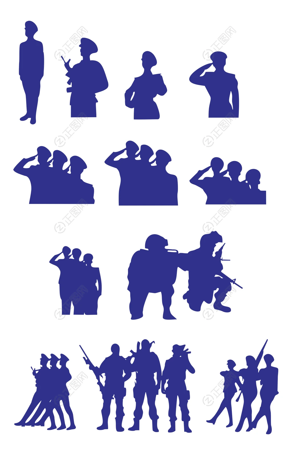 多种警察人物剪影