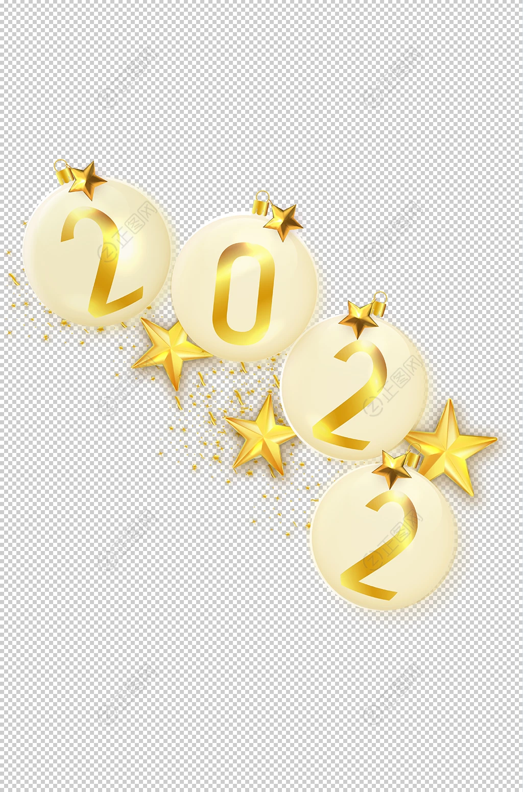 金色五角星2022年字体设计 金色五角星2022年字体设计