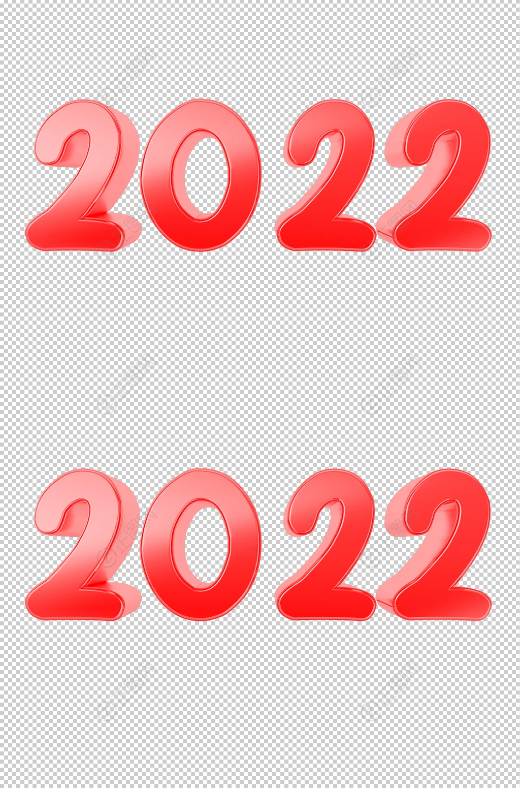 红色立体2022字体设计