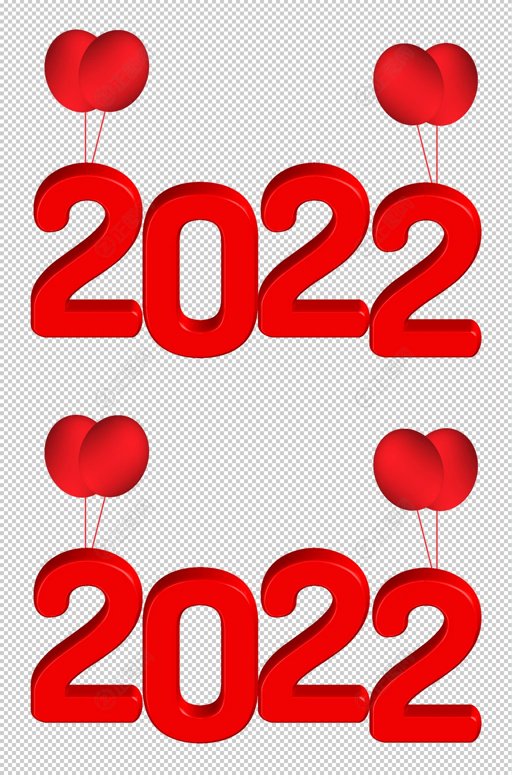 气球红色2022立体字 气球红色2022立体字