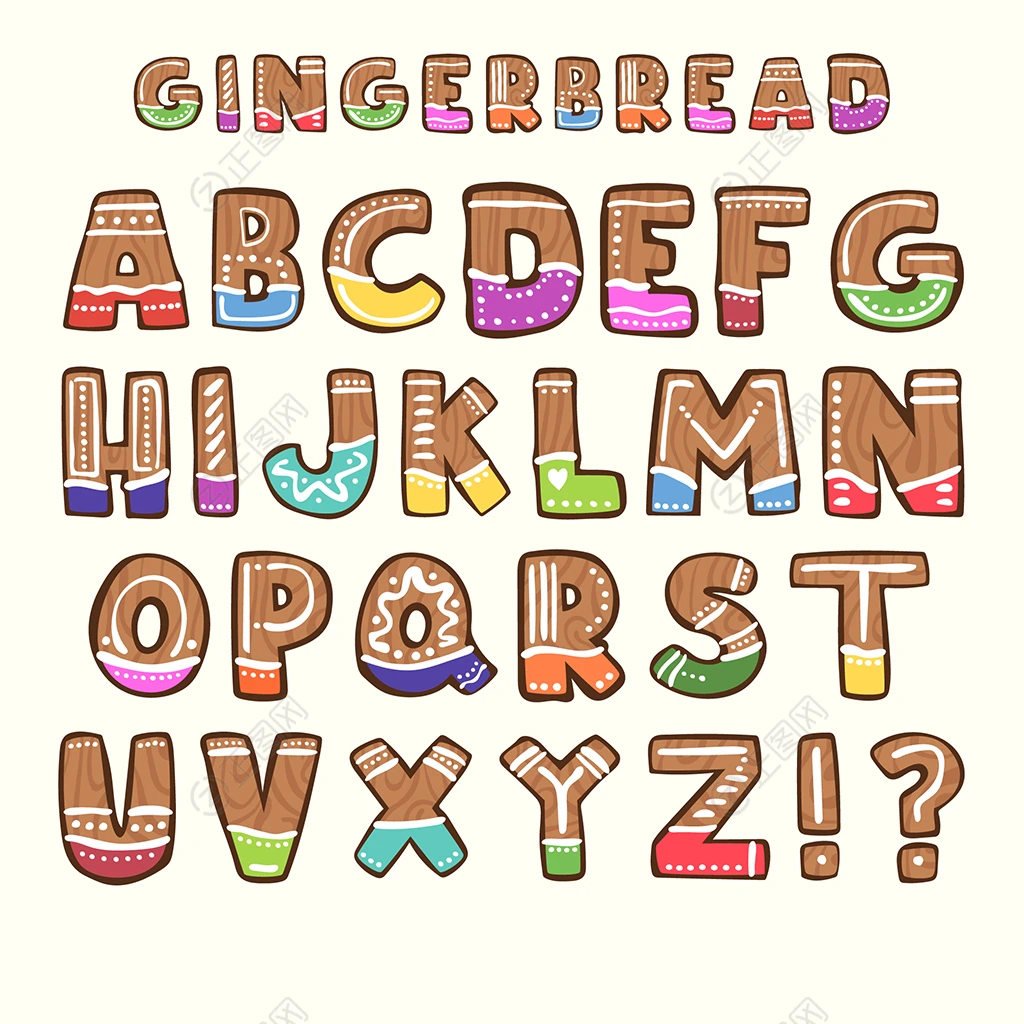 卡通木纹英文字母表 卡通木纹英文字母表