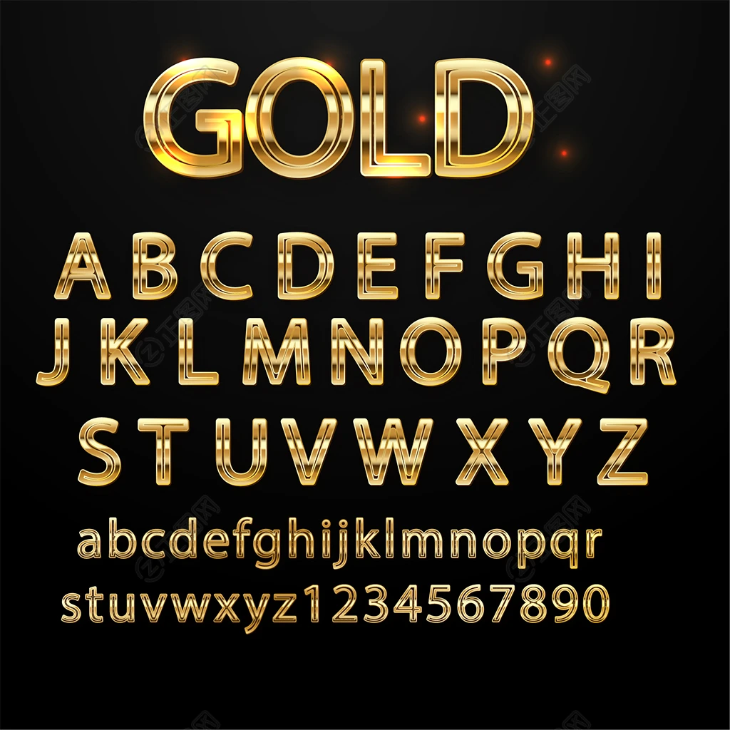 金色英文字母数字设计 金色英文字母数字设计