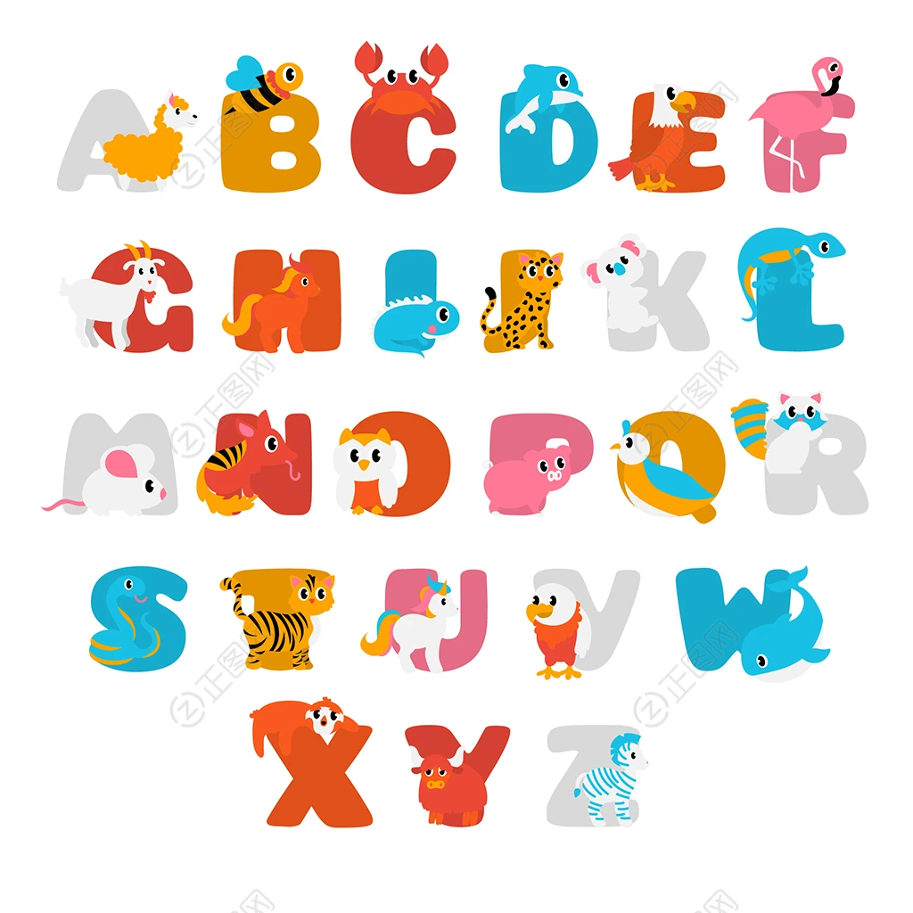A-Z26个创意卡通动物英文字母 A-Z26个创意卡通动物英文字母