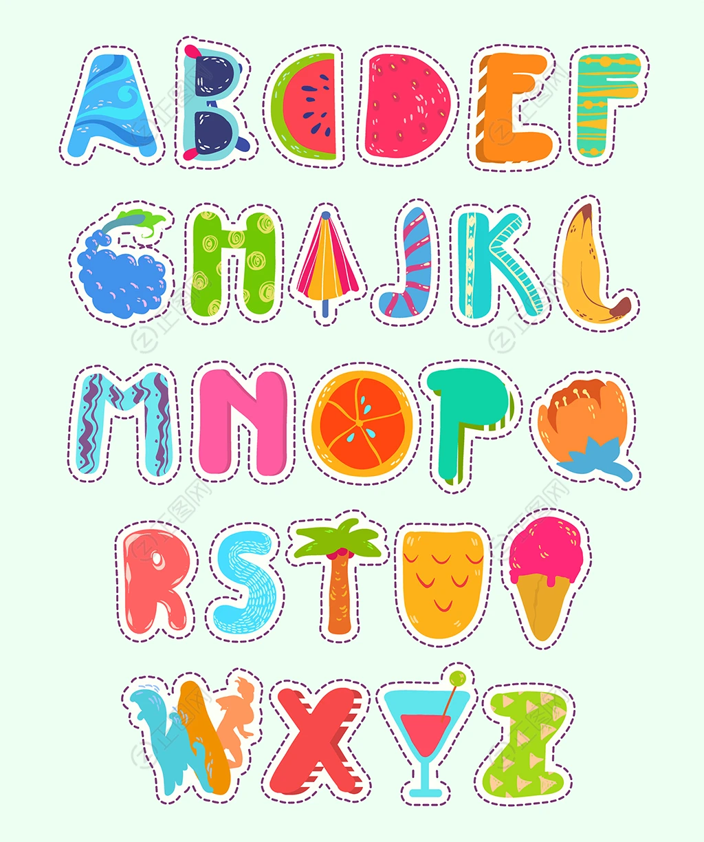 创意卡通ABD英文字体 创意卡通ABD英文字体