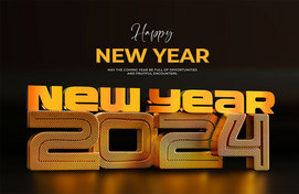 new year 2024新年快乐元旦海报设计