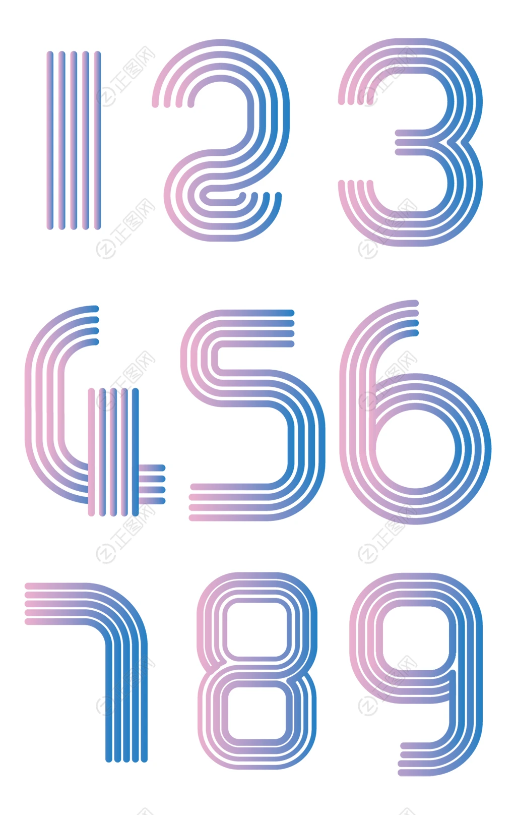 渐变线条数字设计图片 渐变线条数字设计图片