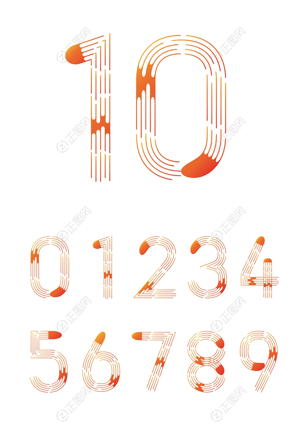 0-10数字创意线条周年庆数字大全 0-10数字创意线条周年庆数字大全