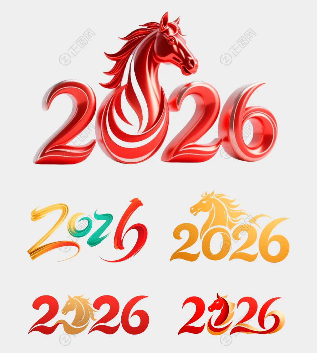 立体2026马头艺术字设计图片