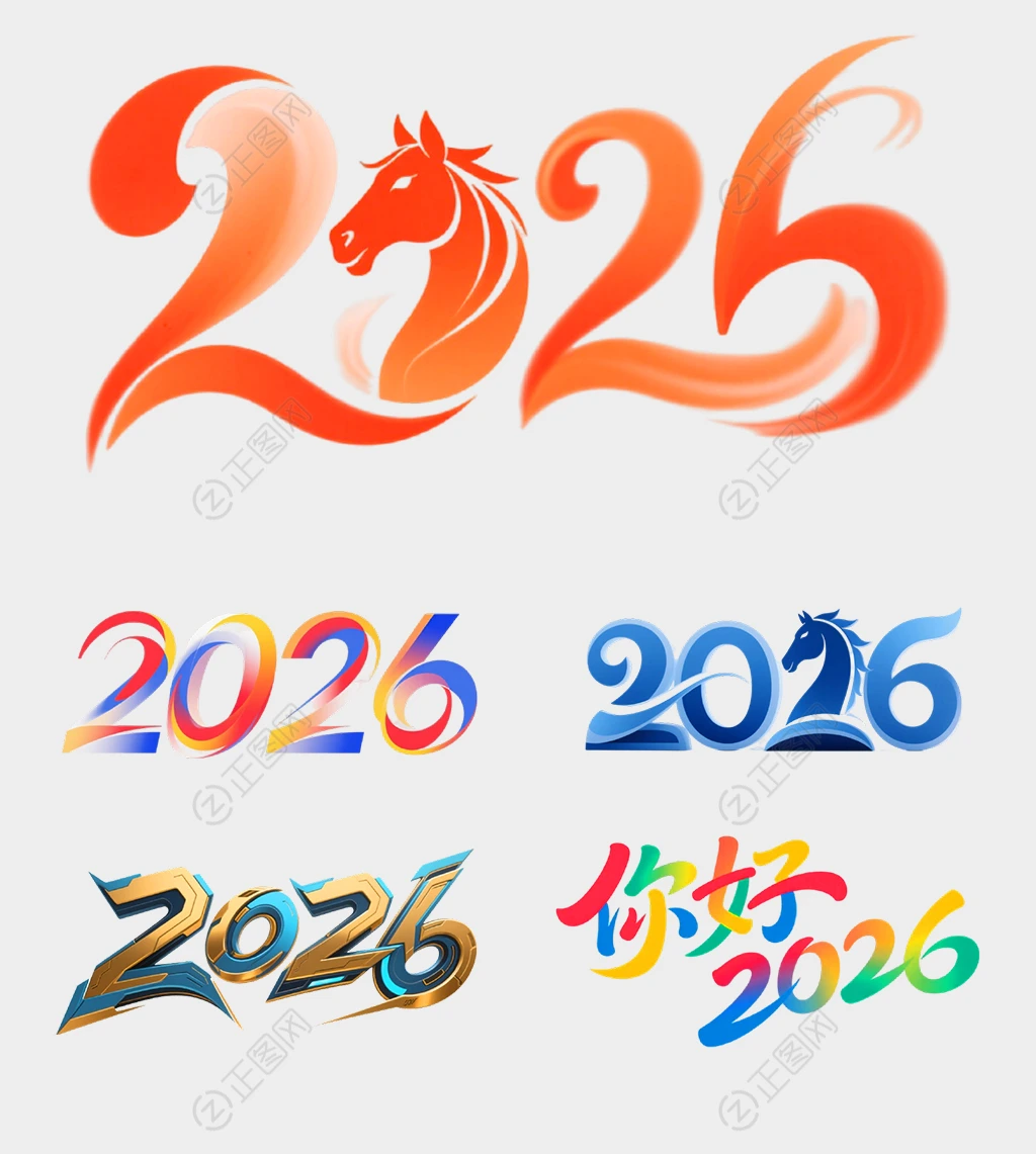 多彩创意2026字体设计图片png免扣素材