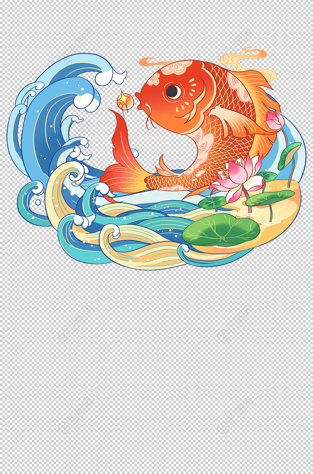 手绘锦鲤插画图片素材 手绘锦鲤插画图片素材