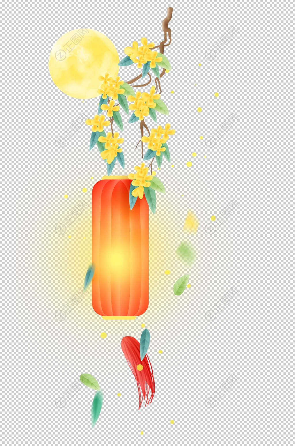 桂花树古风纸灯笼图片素材 桂花树古风纸灯笼图片素材