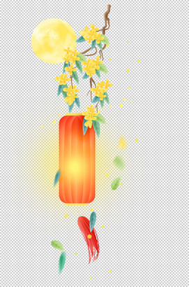 桂花树古风纸灯笼图片素材