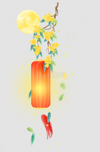 桂花树古风纸灯笼图片素材