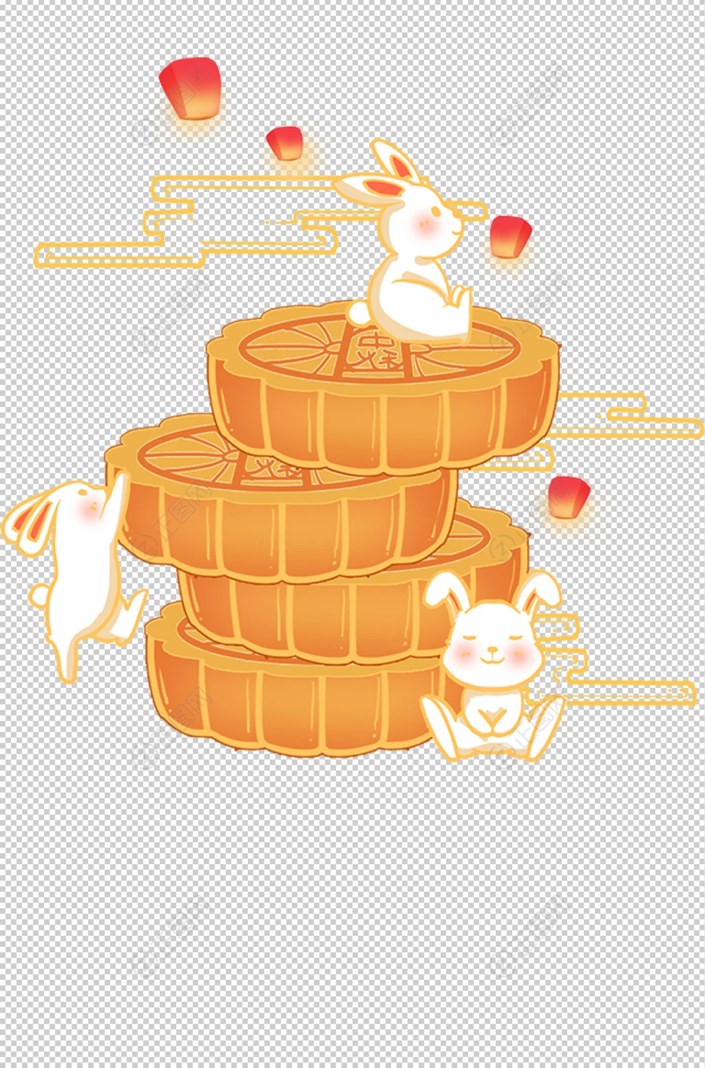 卡通手绘中秋兔子月饼图片 卡通手绘中秋兔子月饼图片