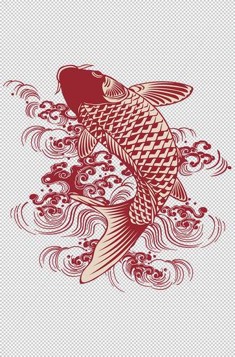 手绘锦鲤png素材