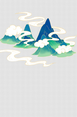 国潮风高山山水祥云图片