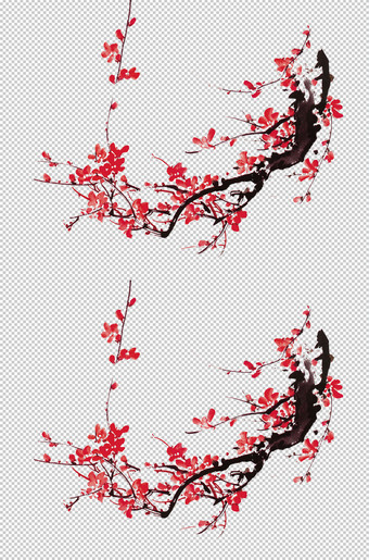 水墨梅花png素材下载