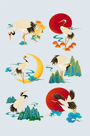 国潮风仙鹤PNG免扣素材图片